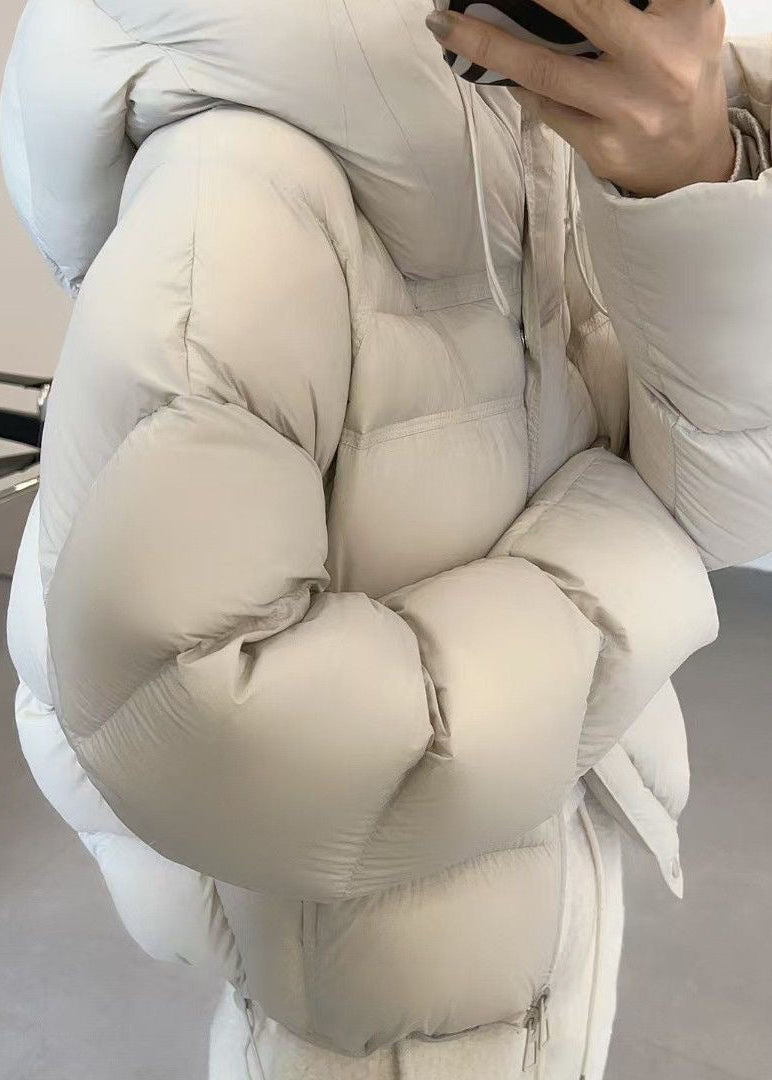 Lyra Oversized Puffer Jacket – Warm Hooded Winter Coat in Ivory