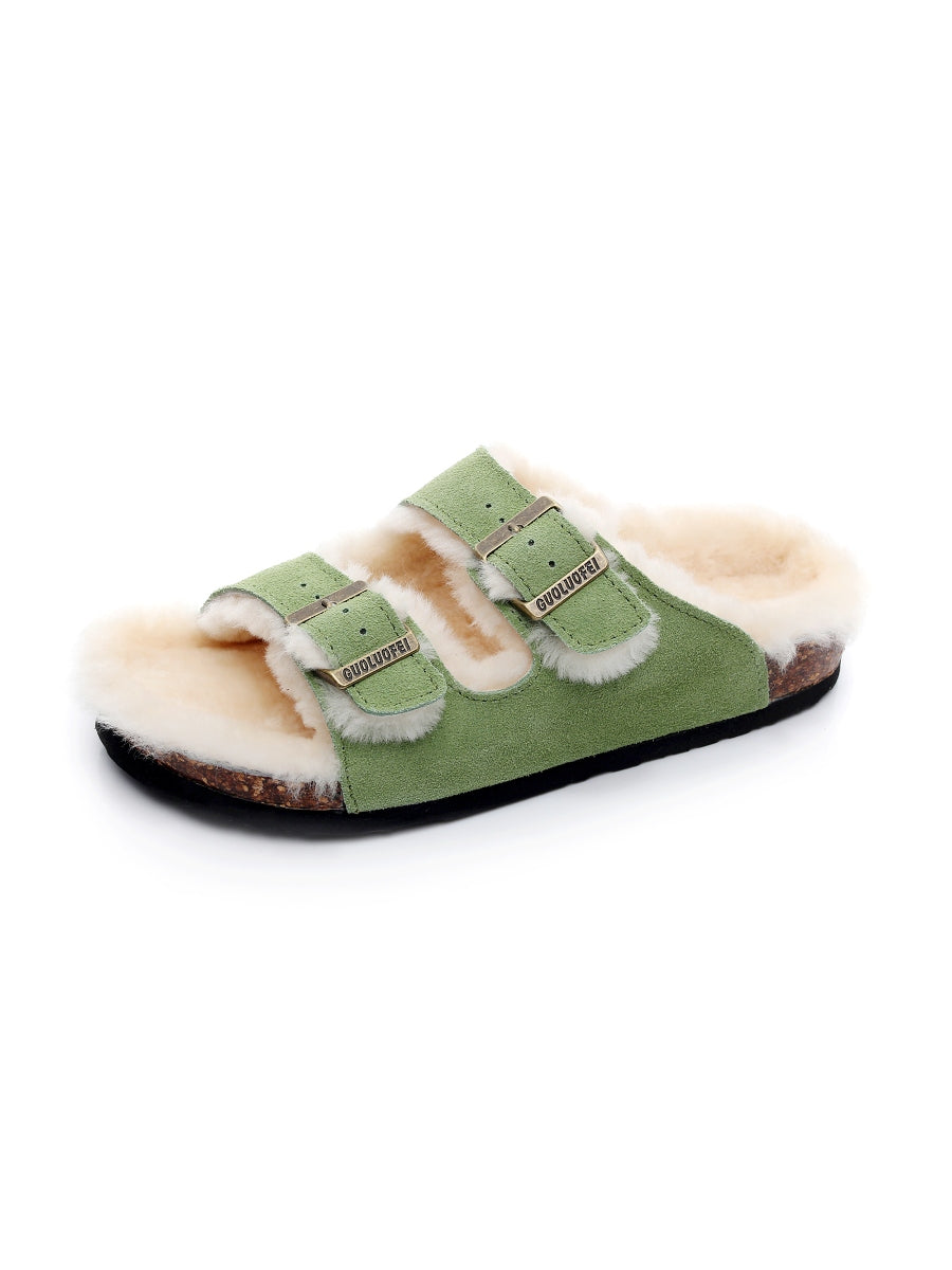 Maibulun | Dual-strap Wool-lined Suede Sandal