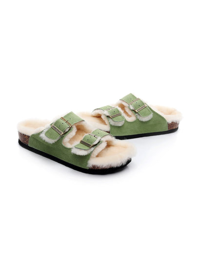 Maibulun | Dual-strap Wool-lined Suede Sandal