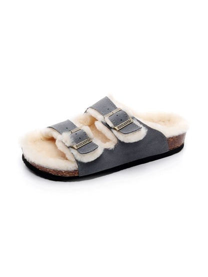 Maibulun | Dual-strap Wool-lined Suede Sandal