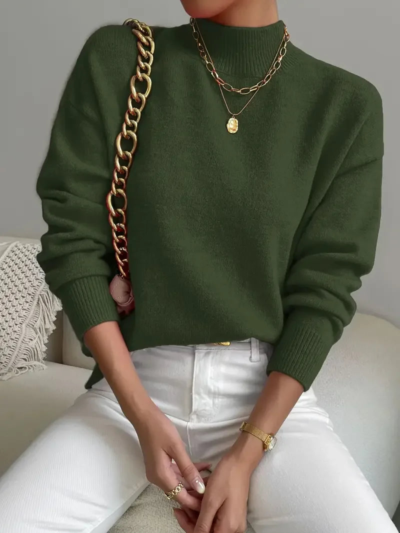 Half Turtleneck Color Long Sleeve Knitted Sweater