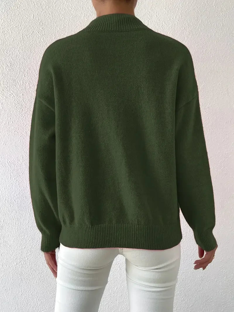 Half Turtleneck Color Long Sleeve Knitted Sweater