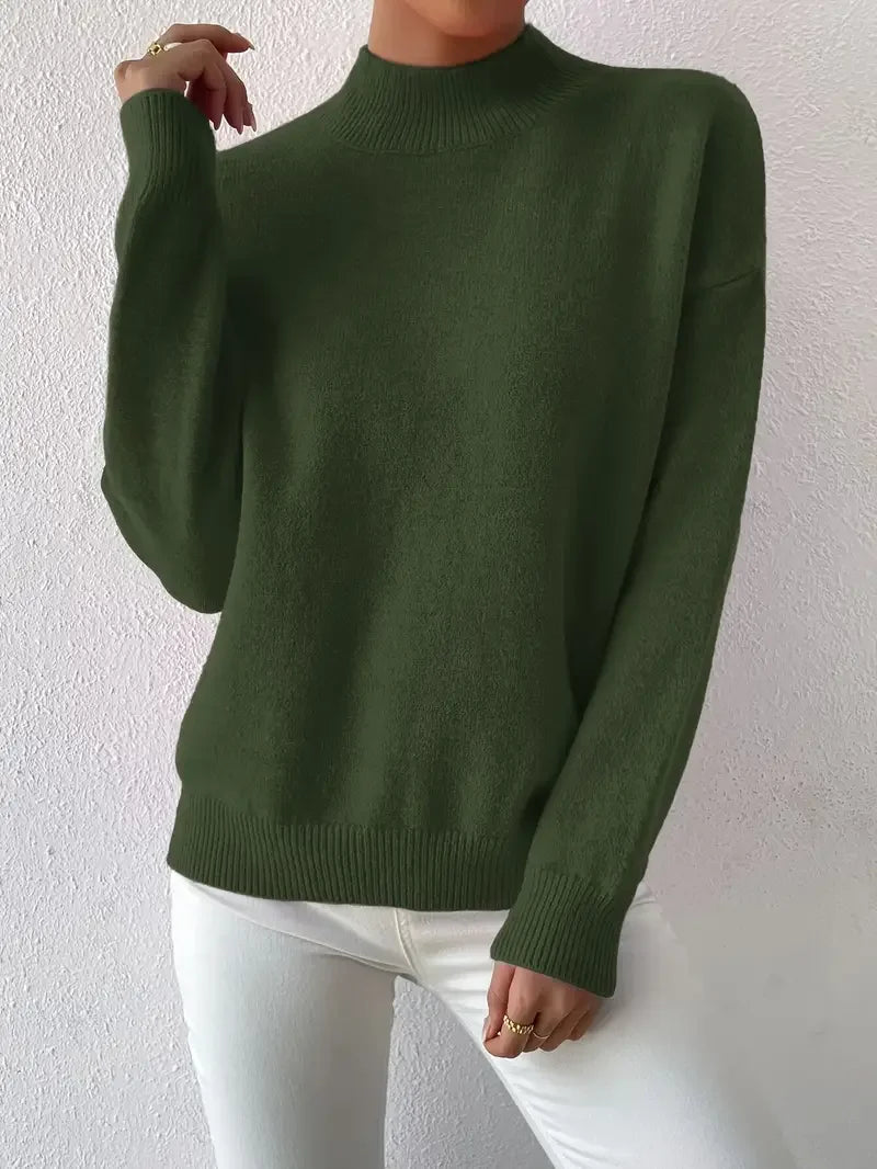 Half Turtleneck Color Long Sleeve Knitted Sweater