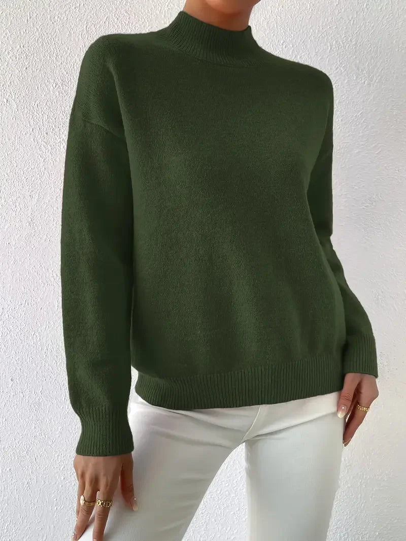 Half Turtleneck Color Long Sleeve Knitted Sweater