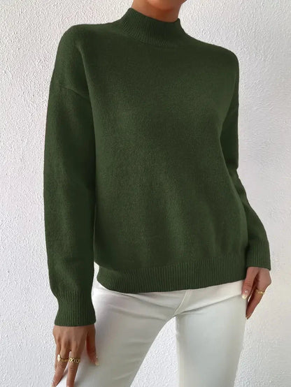 Half Turtleneck Color Long Sleeve Knitted Sweater