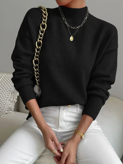 Half Turtleneck Color Long Sleeve Knitted Sweater