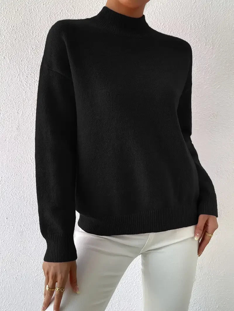 Half Turtleneck Color Long Sleeve Knitted Sweater