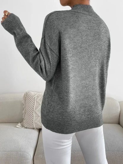 Half Turtleneck Color Long Sleeve Knitted Sweater