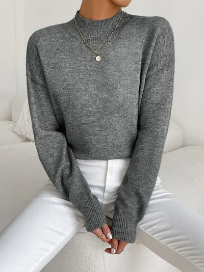 Half Turtleneck Color Long Sleeve Knitted Sweater