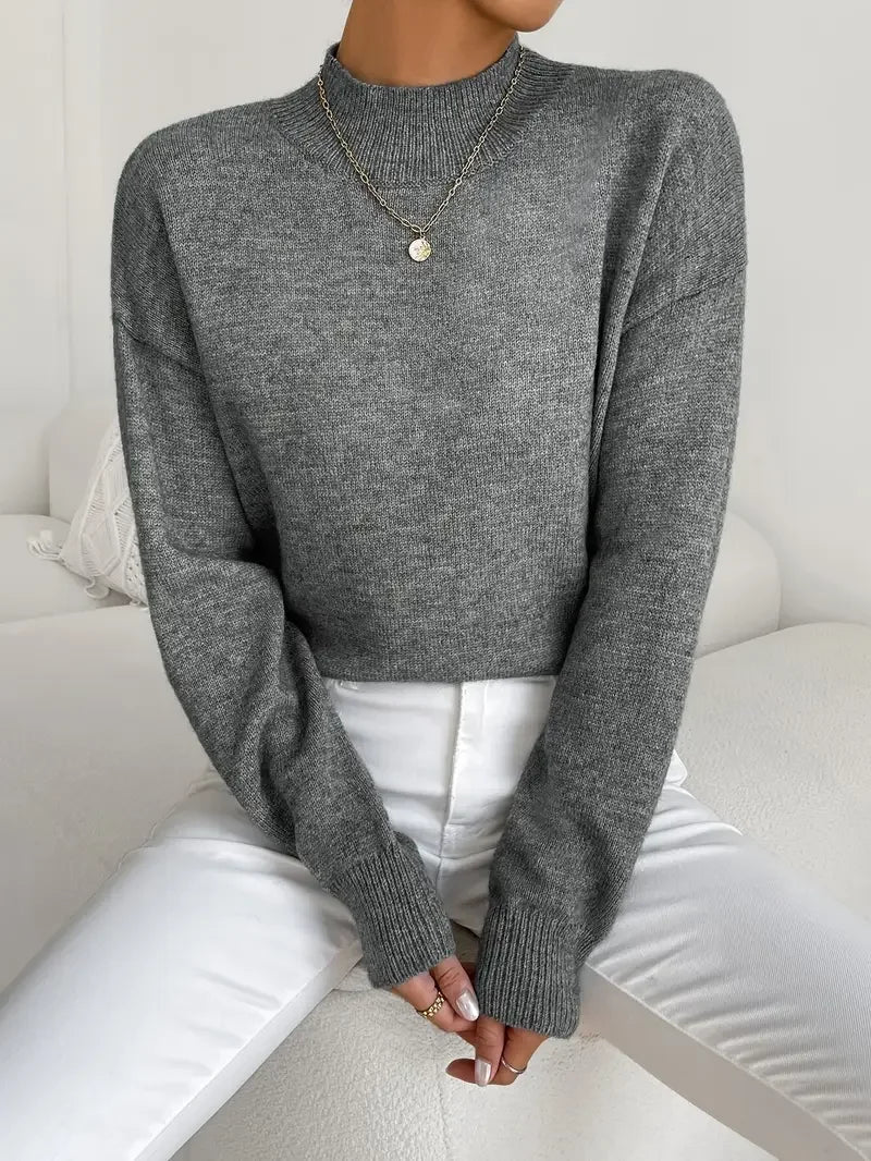 Half Turtleneck Color Long Sleeve Knitted Sweater