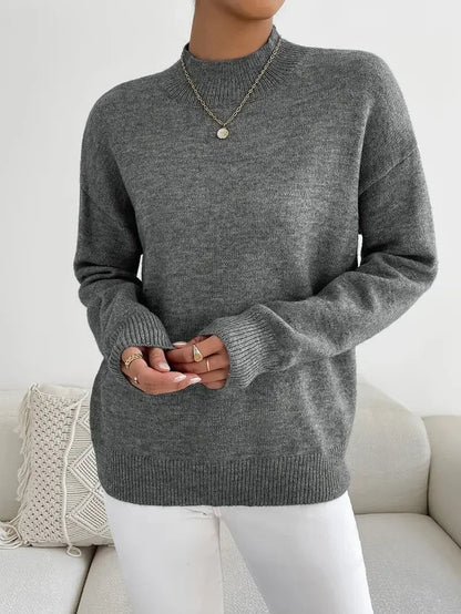 Half Turtleneck Color Long Sleeve Knitted Sweater