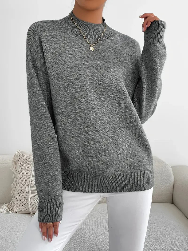 Half Turtleneck Color Long Sleeve Knitted Sweater