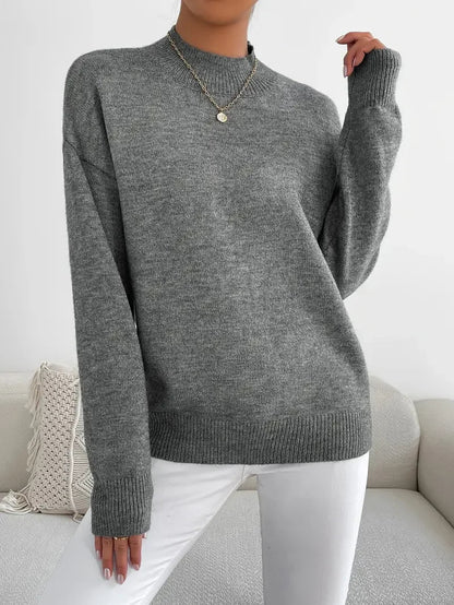 Half Turtleneck Color Long Sleeve Knitted Sweater
