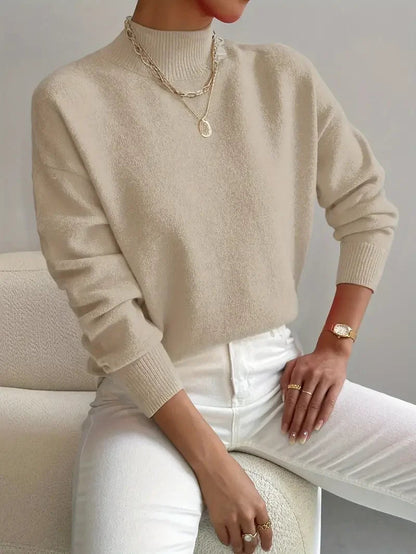 Half Turtleneck Color Long Sleeve Knitted Sweater