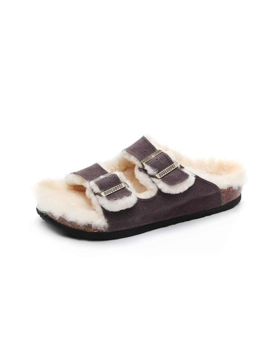 Maibulun | Dual-strap Wool-lined Suede Sandal