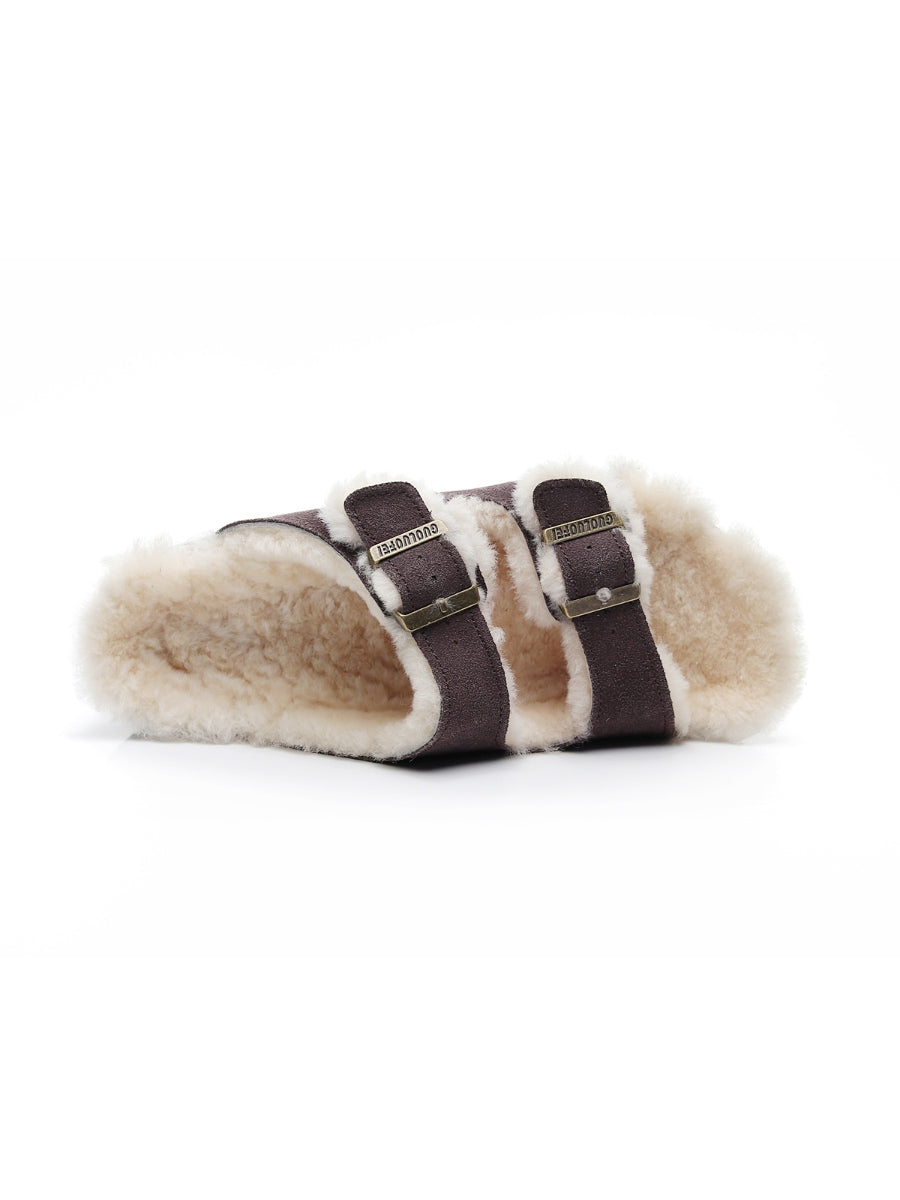 Maibulun | Dual-strap Wool-lined Suede Sandal