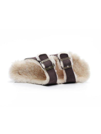 Maibulun | Dual-strap Wool-lined Suede Sandal
