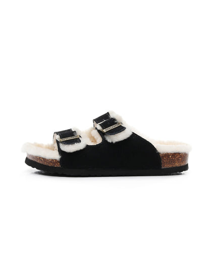 Maibulun | Dual-strap Wool-lined Suede Sandal