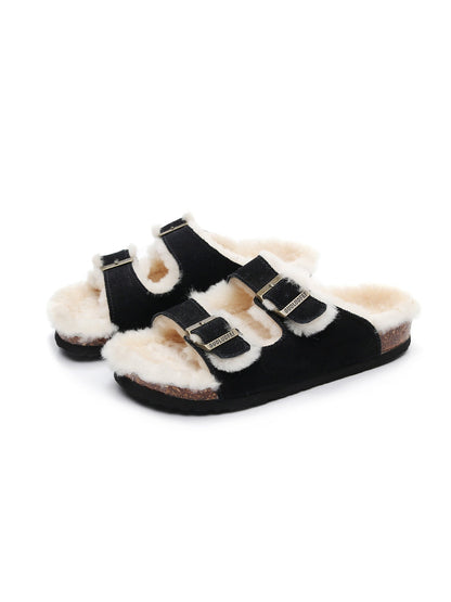 Maibulun | Dual-strap Wool-lined Suede Sandal