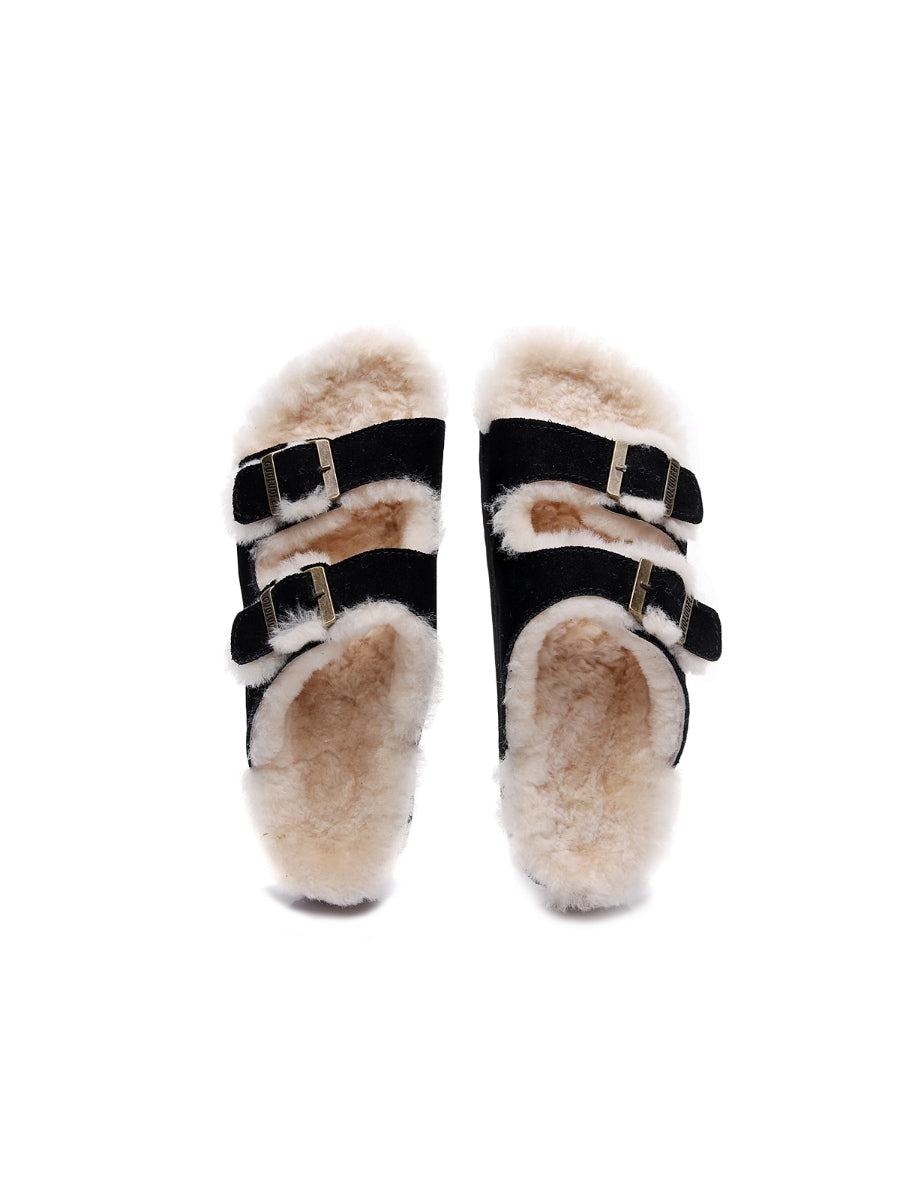 Maibulun | Dual-strap Wool-lined Suede Sandal