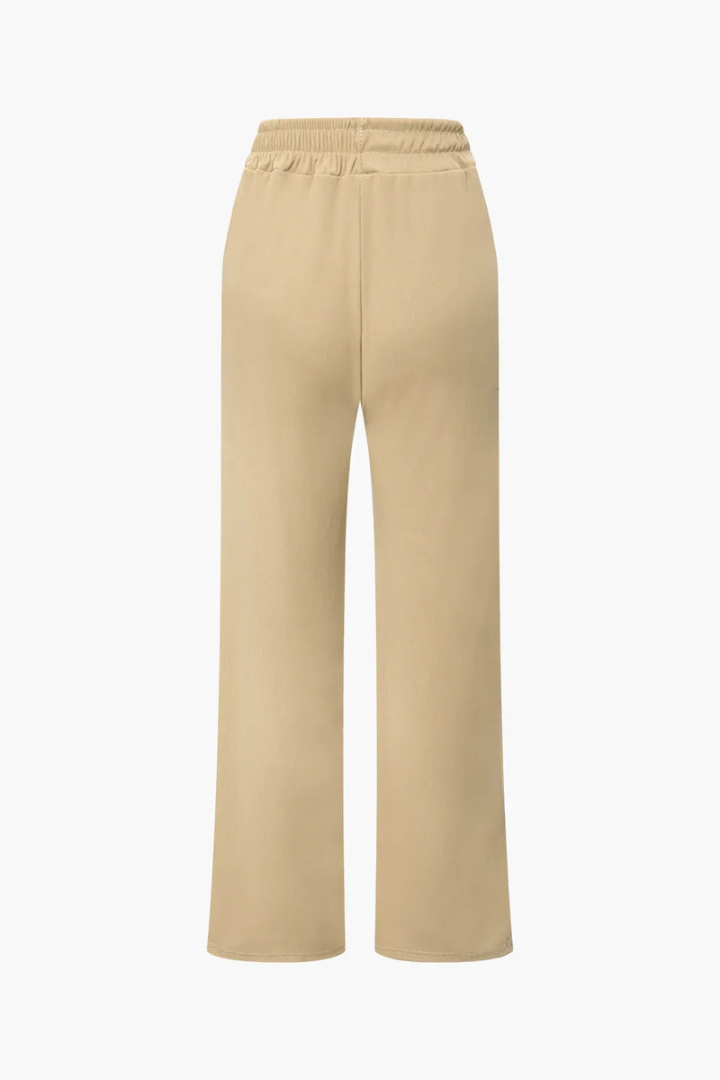 Ilsa Brown Asymmetric Off Shoulder Top and Straight Leg Pants Set