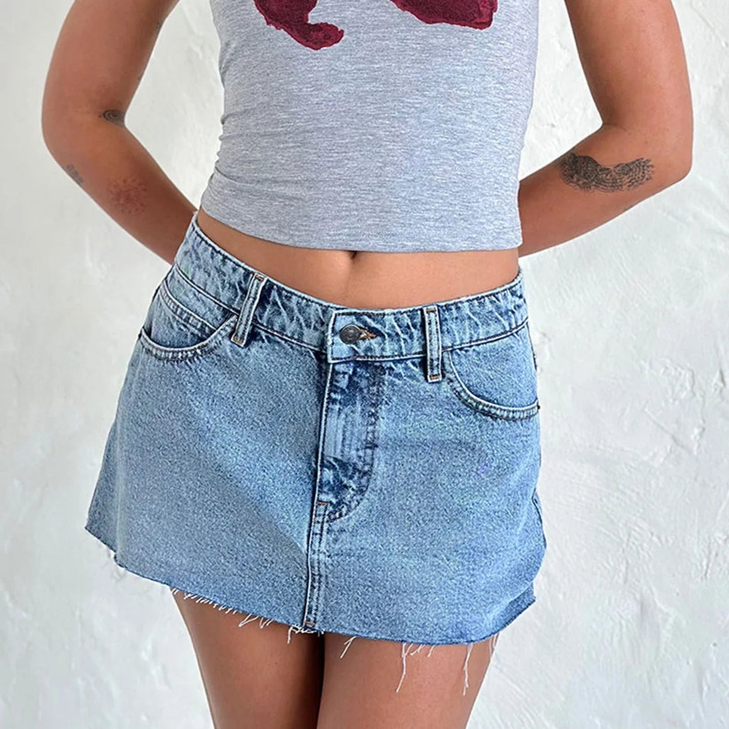 Denim Cargo Pocket Skirt