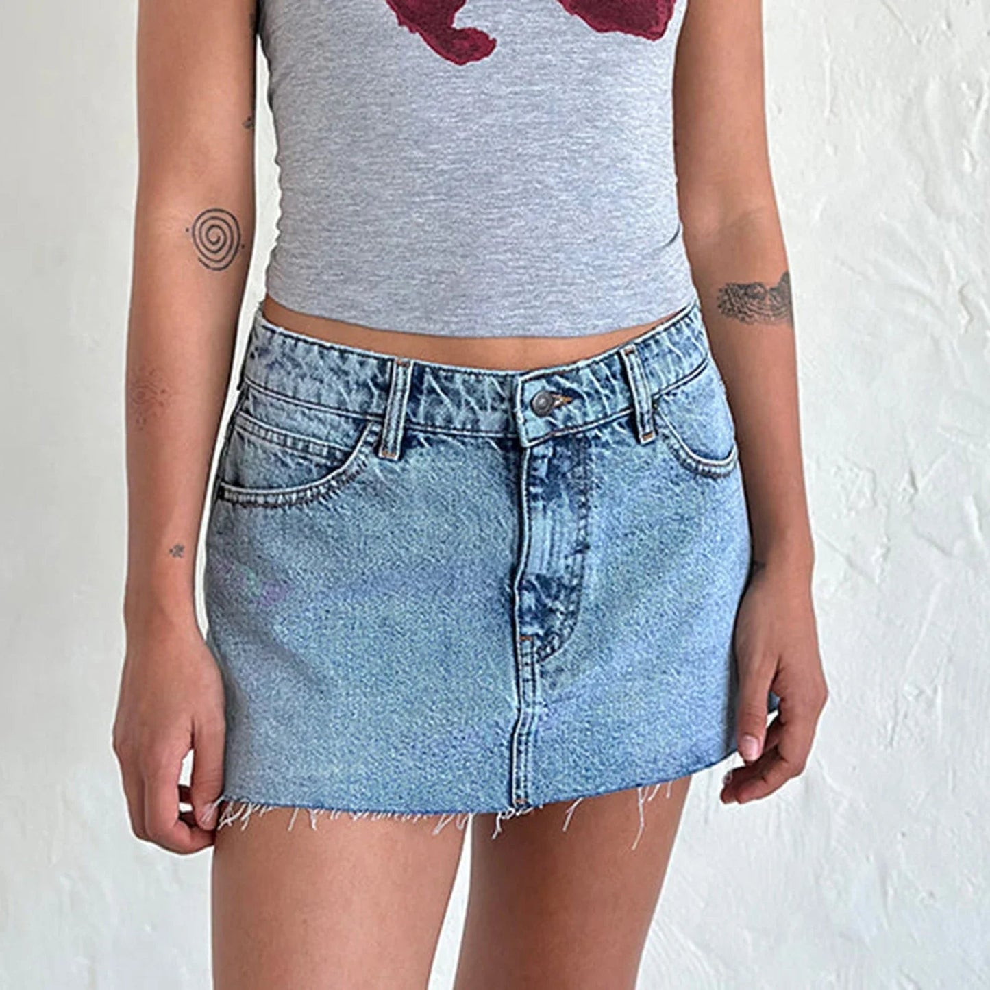 Denim Cargo Pocket Skirt