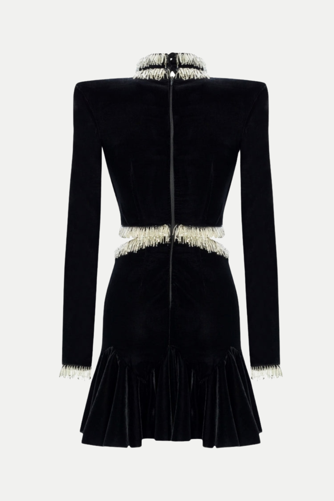 Ishika Bead-embellished Velvet Cutout Mini Dress