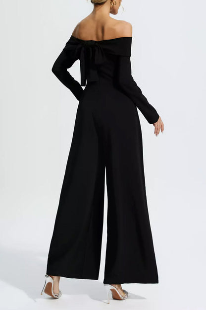Off-shoulder Lace Up Jumpsuit