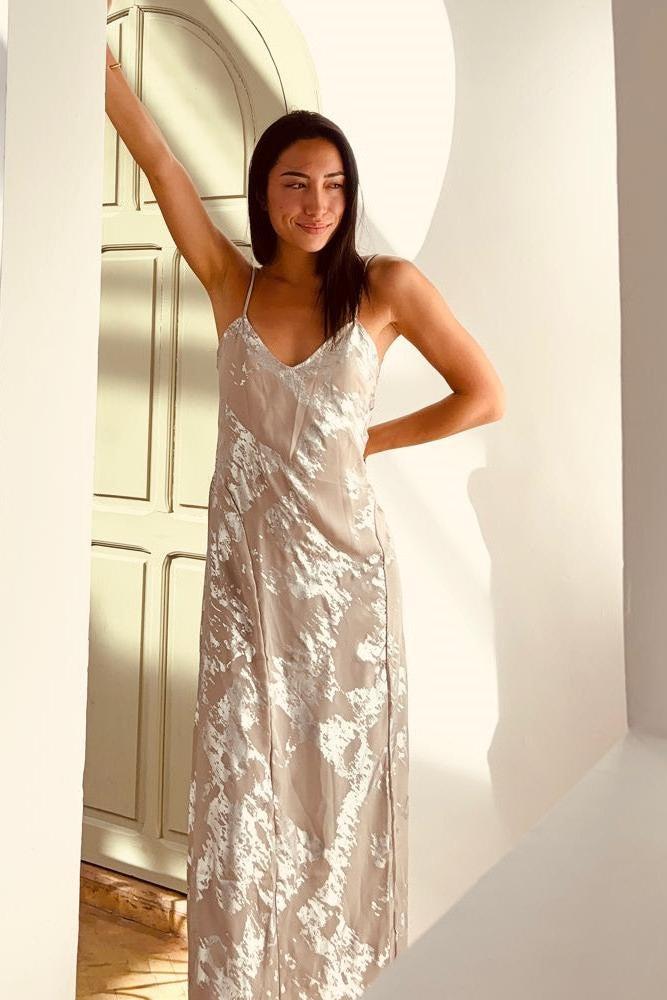 V-neck Backless Cami Maxi Dress