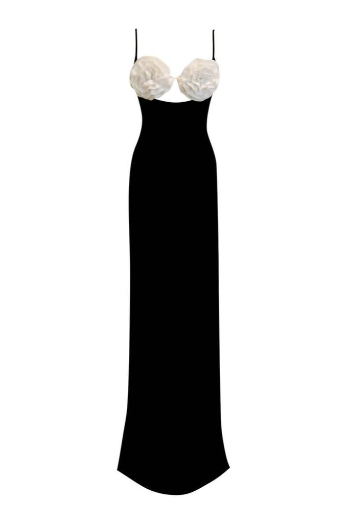 3d Flower Backless Cami Maxi Dress