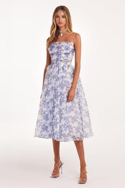 Backless Lace Up Slip Midi Dress