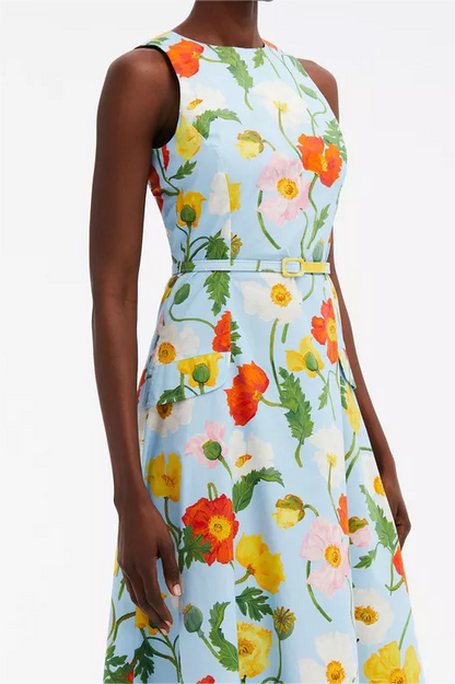 Sleeveless Round Neckline Midi Dress