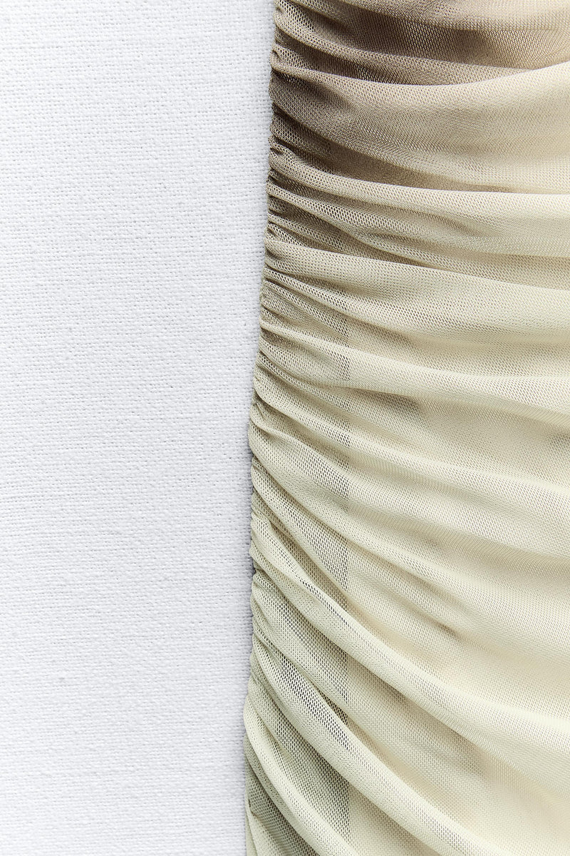 Mesh Printed Sleeveless Midi Dress