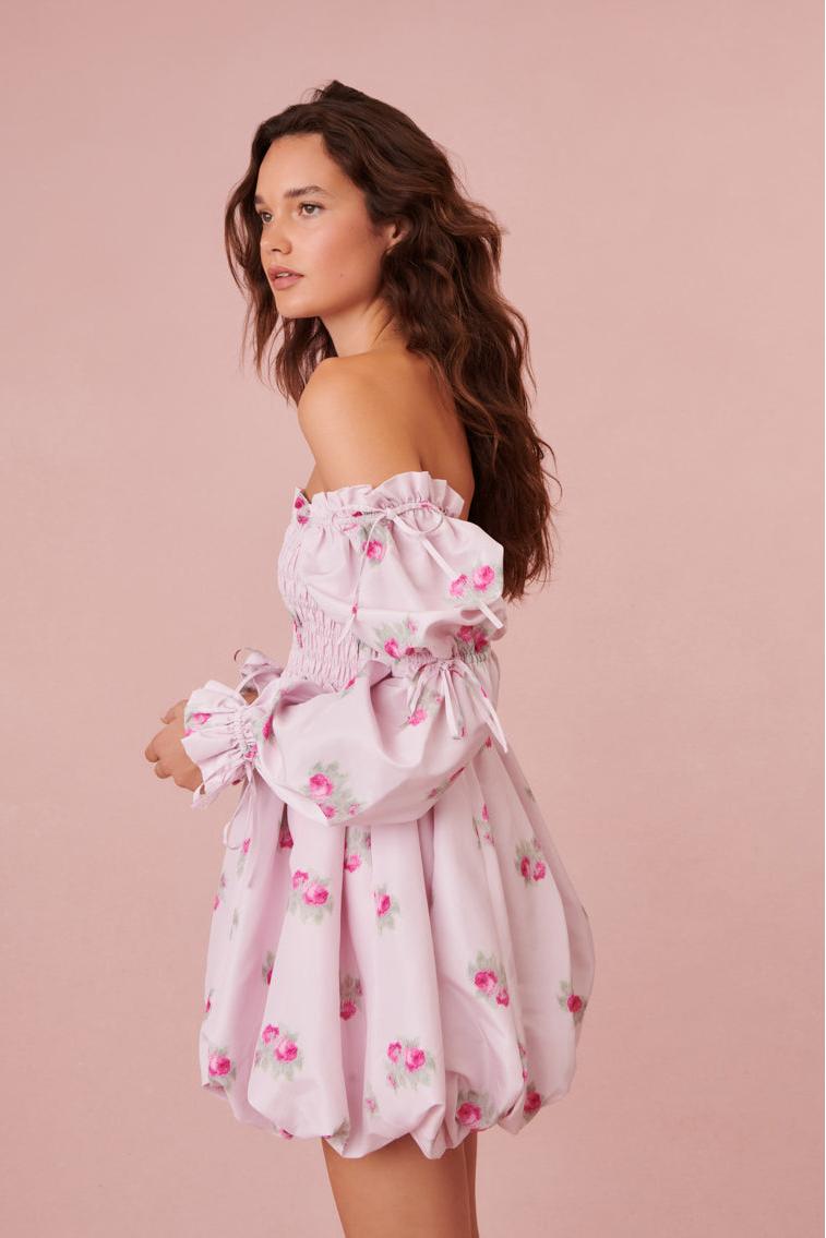 Smocking Lace Up Mini Dress