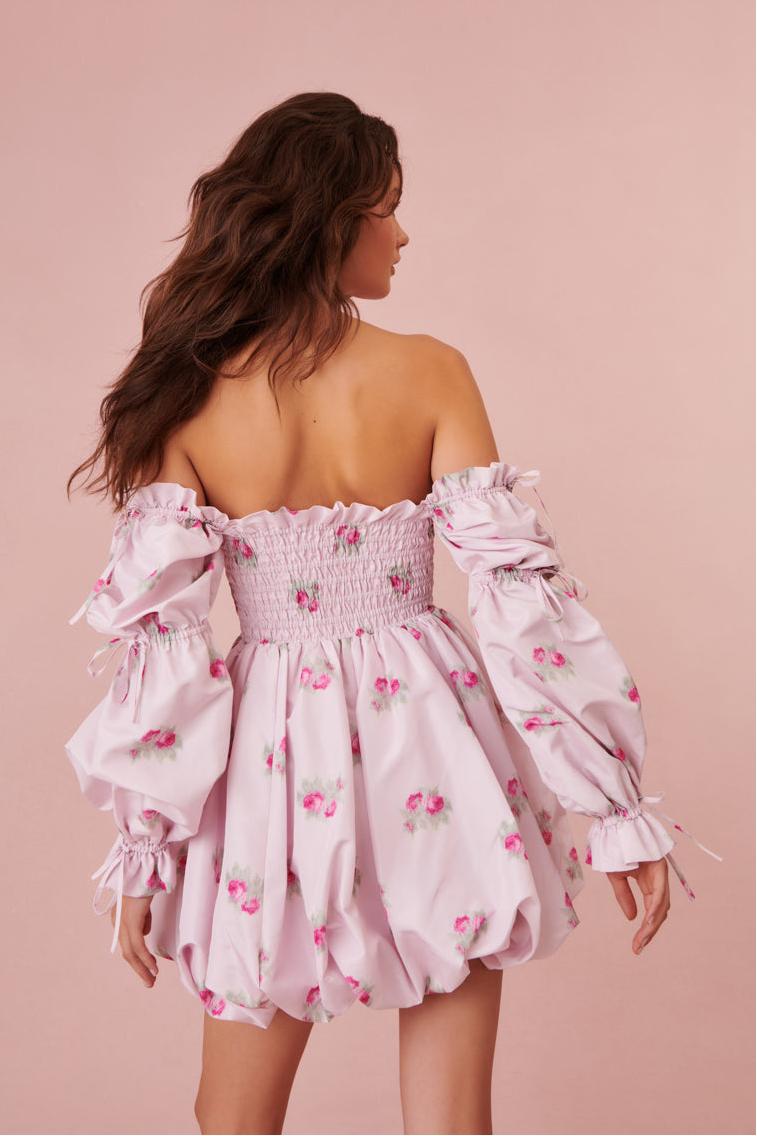 Smocking Lace Up Mini Dress