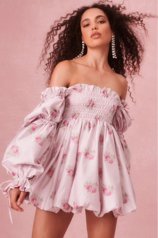 Smocking Lace Up Mini Dress