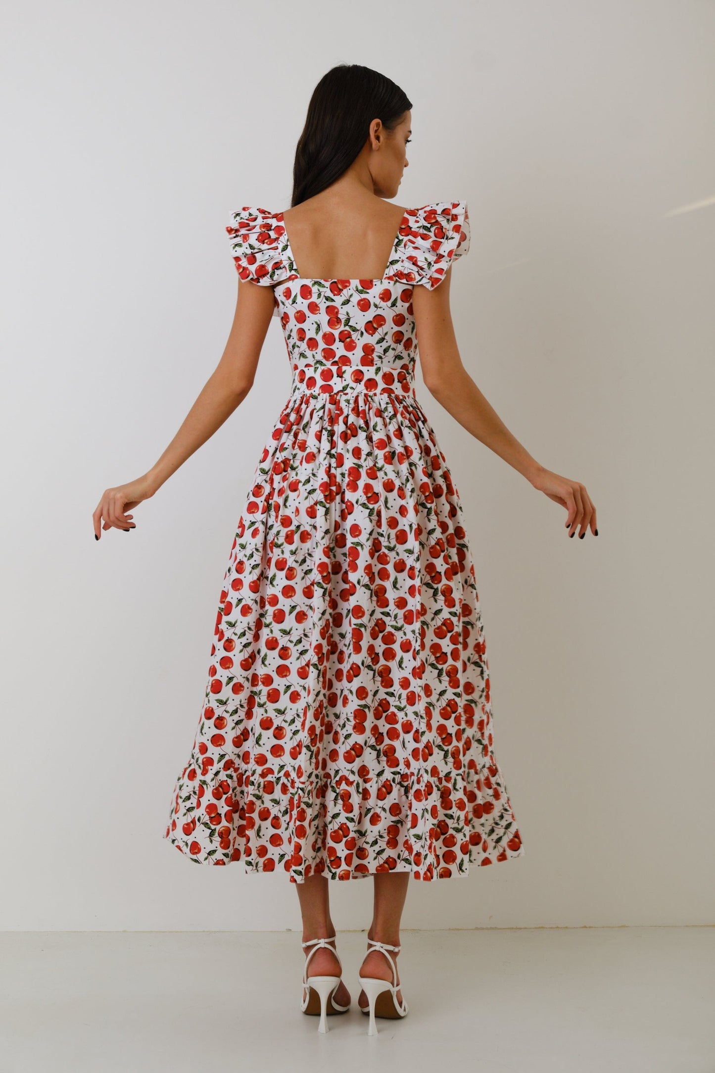 Frill Square Collar Midi Dress