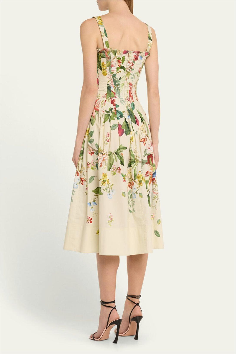 Cotton Pleated Midi Dress