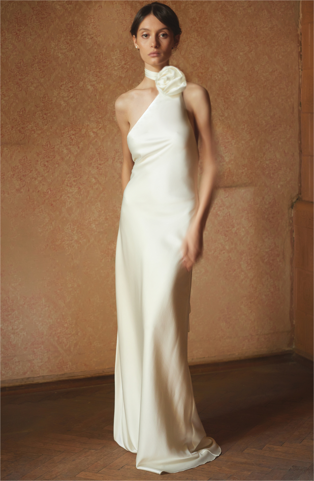3d Satin Maxi Dress