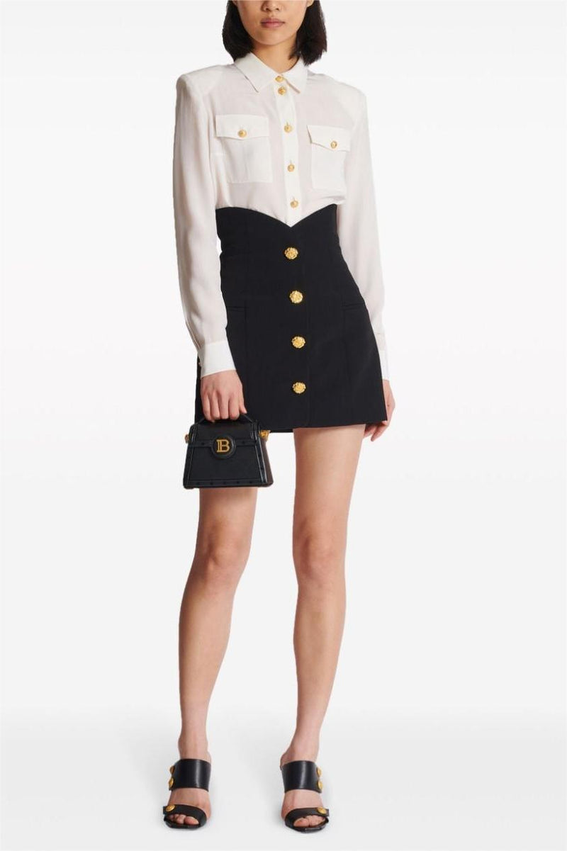 Metal Bottom High Waist Mini Skirt