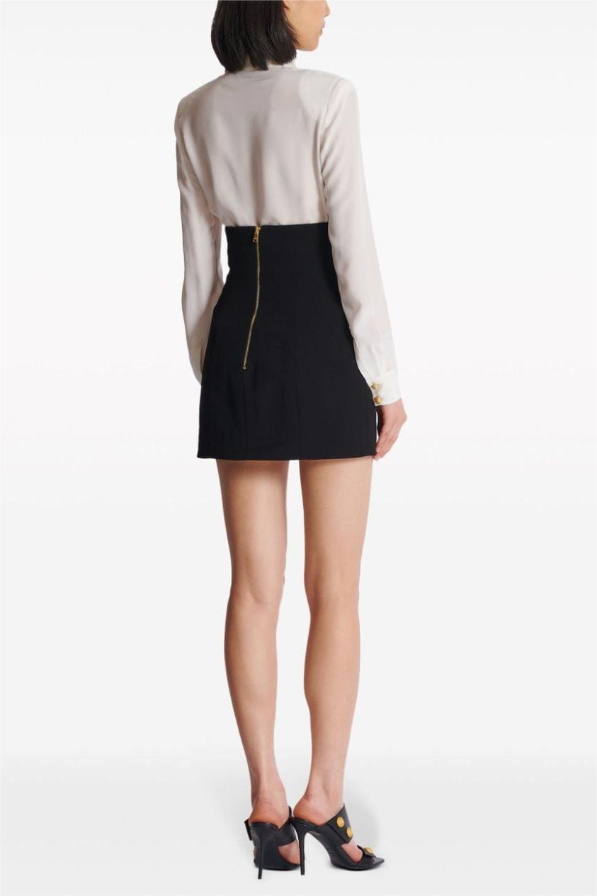 Metal Bottom High Waist Mini Skirt