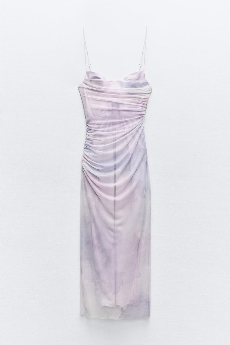 Mesh Sweetheart Neck Sleeveless Midi Dress