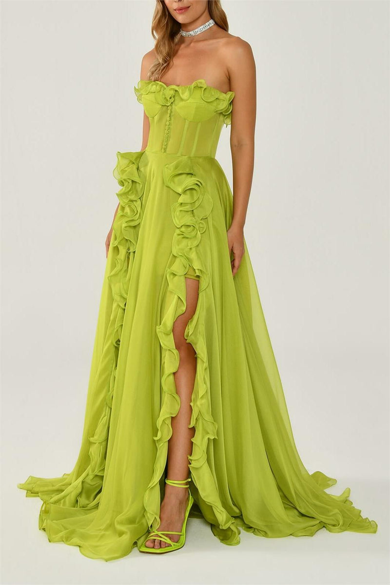 Frill Sweetheart Neck Sleeveless Maxi Dress