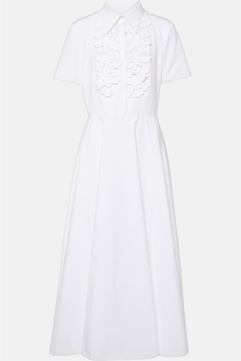 3d Shirt Collar Short Sleeve Midi Dress