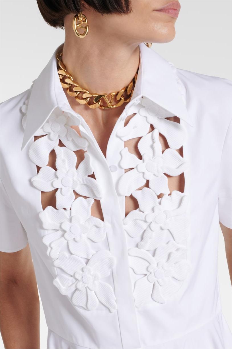 3d Shirt Collar Short Sleeve Midi Dress