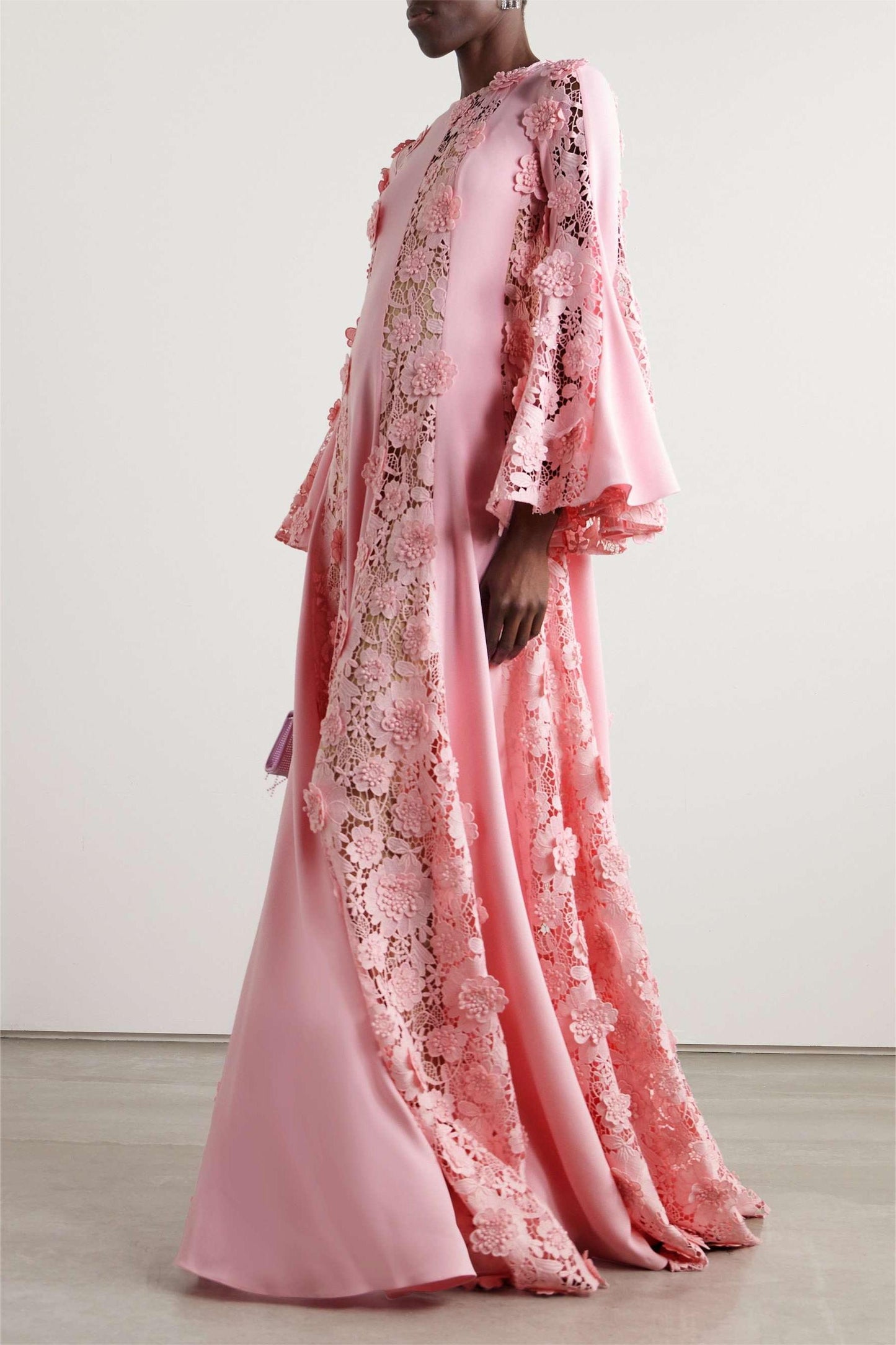 Embroidered Ball Sleeve Maxi Dress