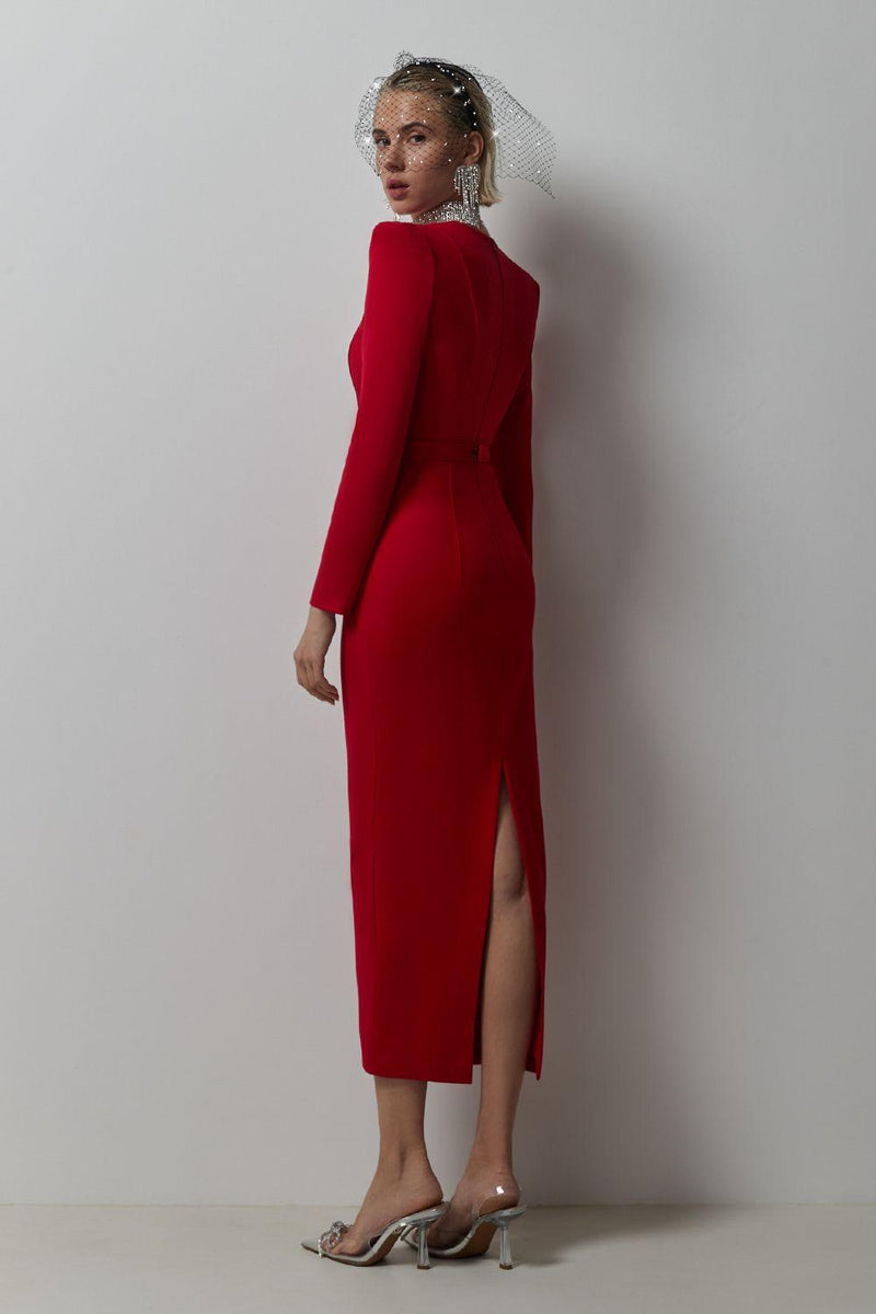 Jersey Long Sleeve Midi Dress