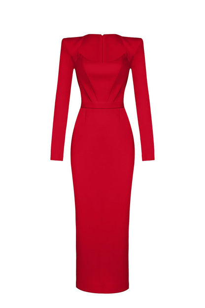 Jersey Long Sleeve Midi Dress