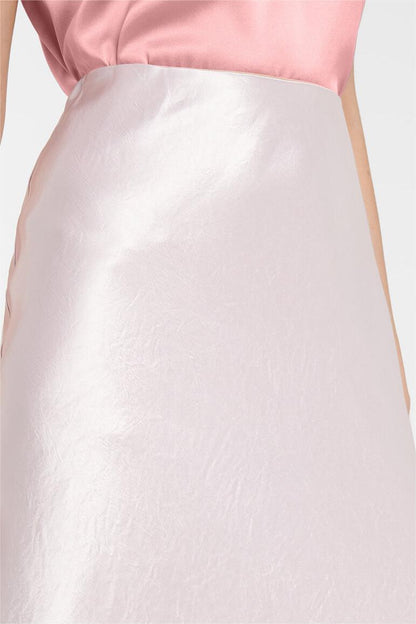 Mid Waist Satin Midi Skirt
